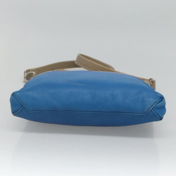 CELINE Shoulder Bag Leather Beige Gold blue Auth - Picture 5 of 15